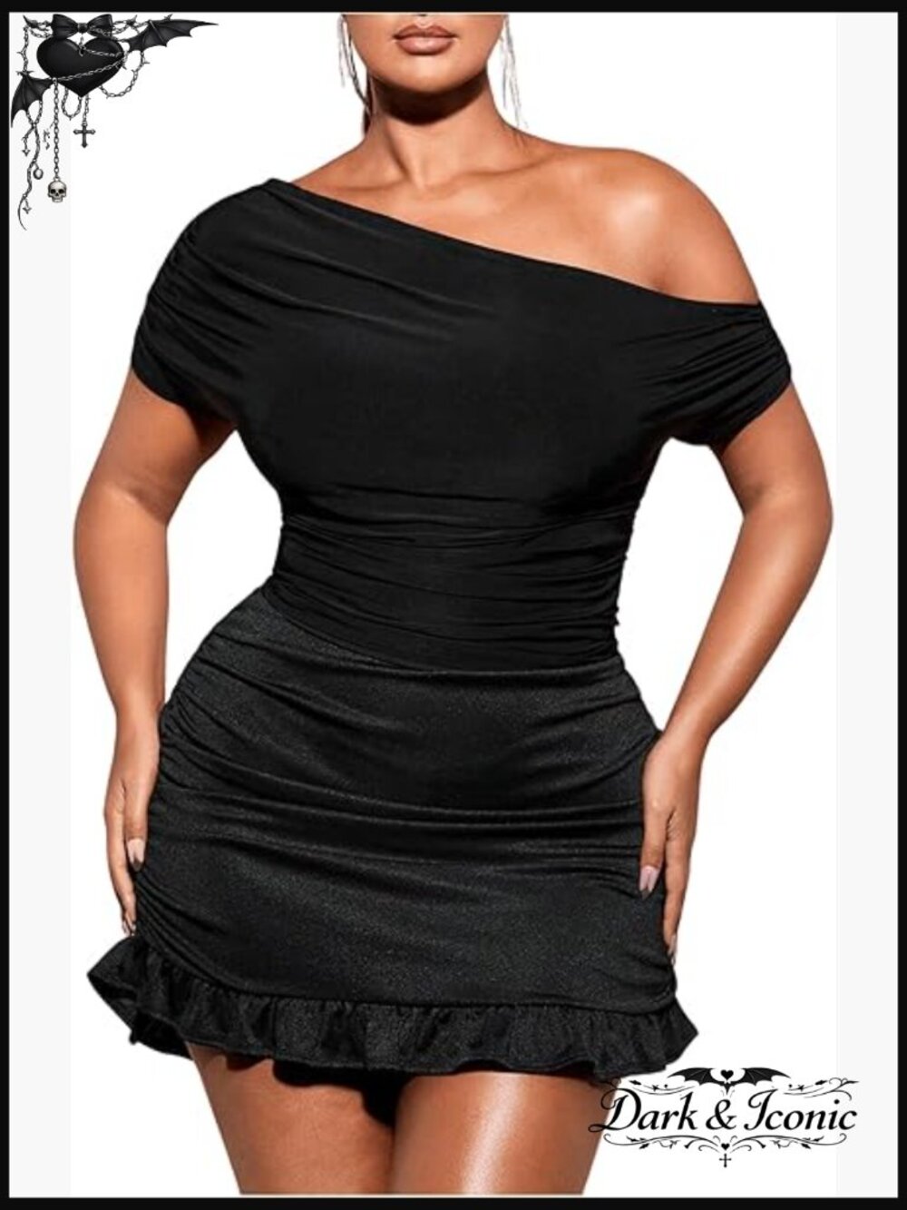Plus Size Off Shoulder Tee Ruched Asymmetrical Short Sleeve Tops